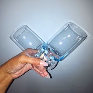 Vintage set of blue tinted glassware